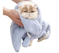 Coral Fleece Dog Bathrobe, Full Wrap Pet Robe with Foot Straps & Zipper, Soft Absorbent Dog Apparel and Cat Accessories for Small Pets, Birthdays, Anniversaries