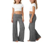 Coral Fold Over Yogahose Damen Weite Bein Yoga Pants mit Raffung Loose Fit Uni Palazzo Hose Korallfarbene Faltenhose Stretchy Sommer Frühling Freizeithose Hohem Umschlagbund Loungehose