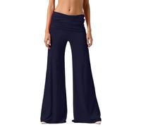 Coral Fold Over Yogahose Damen Weitte Lounge Hose mit Raffung Loose Fit Uni Corals Pants Hohem Umschlagbund Korallfarbene Faltenhose leicht Einfarbige Palazzo Loungehose Yoga Alltag Pilates Neu 2026