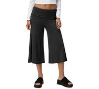 Coral Pants Coral Fold over Yogapants Damen Loose Fit Uni Corals Pant Sommerhose weite Lounge Yoga Hosen für Damen Palazzo Freizeithose 3/4 Sport Hose mit Hohem Umschlagbund, O negro., S