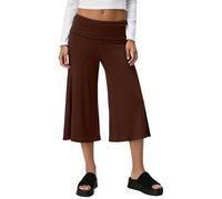 Coral Pants Coral Fold over Yogapants Damen Loose Fit Uni Corals Pant Sommerhose weite Lounge Yoga Hosen für Damen Palazzo Freizeithose 3/4 Sport Hose mit Hohem Umschlagbund, O Marrón, L