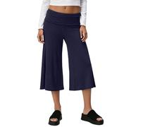 Coral Pants Coral Fold over Yogapants Damen Loose Fit Uni Corals Pant Sommerhose weite Lounge Yoga Hosen für Damen Palazzo Freizeithose 3/4 Sport Hose mit Hohem Umschlagbund, O Azul Oscuro, XL