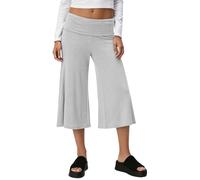 Coral Pants Coral Fold over Yogapants Damen Loose Fit Uni Corals Pant Sommerhose weite Lounge Yoga Hosen für Damen Palazzo Freizeithose 3/4 Sport Hose mit Hohem Umschlagbund, O Gris Claro, M