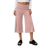 Coral Pants Coral Fold over Yogapants Damen Loose Fit Uni Corals Pant Sommerhose weite Lounge Yoga Hosen für Damen Palazzo Freizeithose 3/4 Sport Hose mit Hohem Umschlagbund, O Rosa Claro, XL