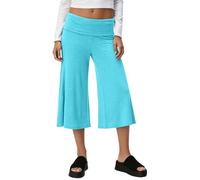 Coral Pants Coral Fold over Yogapants Damen Loose Fit Uni Corals Pant Sommerhose weite Lounge Yoga Hosen für Damen Palazzo Freizeithose 3/4 Sport Hose mit Hohem Umschlagbund, O Sky Blue, XL