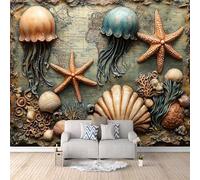 Coral Papel Pintado 500 × 280 cm Conchas De Medusas Marinas Papel Pintado Fotomurales Pared Tejido No Tejido Decorativos Murales Fotográfico Moderno Decoración de Paredes