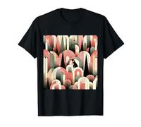 Coral Pink Cream Geometric Abstract Art Deco Penguin Forest Camiseta gráfica económica