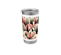 Coral Pink Cream Geometric Abstract Art Deco Penguin Forest Vaso térmico de acero inoxidable de doble pared