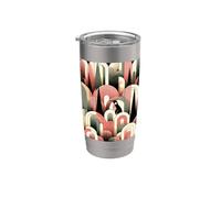 Coral Pink Cream Geometric Abstract Art Deco Penguin Forest Vaso térmico de acero inoxidable de doble pared