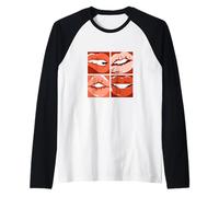 Coral Read My Lips Coral Gráfico en Color Camiseta Manga Raglan