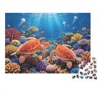 Coral Reef 1000 Piece Jigsaw Puzzle Recycled Paper Sea Turtle Puzzles for Boy & Girl Ages 6 Years Arriba Family Gaming Time Props Great Gift Idea Home 70x50cm/1000pcs