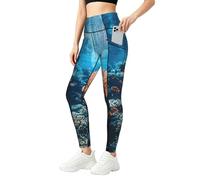 Coral Reef Print - Ropa de gimnasio para mujer, conjuntos de entrenamiento con control de abdomen, ropa de fitness, Negro, L