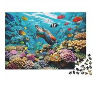 Coral Reef Puzzle for Adultoss 1000Pc Recyclable Paper Tropical Fish & Turtle Puzzle Juego Padre-Hijo Accesorios Developing Boy & Girl‘s Intelligence Toy 38x26cm/1000pcs