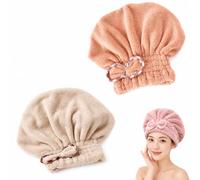 Coral Velvet Cute Bow Bath Cap, Hair Drying Caps for Women, New Super Absorbent Hair Towel Wrap for Wet Hair, Bow Cap Towel, Hair Towel Cap for Home Travel and Bathing，D 2PCS
