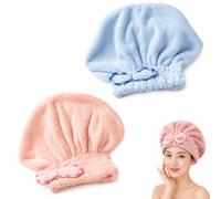 Coral Velvet Cute Bow Bath Cap, Hair Drying Caps for Women, New Super Absorbent Hair Towel Wrap for Wet Hair, Bow Cap Towel, Hair Towel Cap for Home Travel and Bathing，C 2PCS