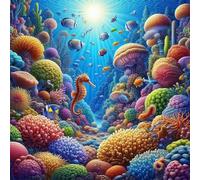 Corales oceánicos Coloridos Puzzle de 500 Piezas,45x45 cm Rompecabezas DIY,Entretenimiento Creativo,Rompecabezas para Adultos,Juego de Habilidad para Toda la Familia