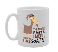 Coralgraph Inc MG3070 - Taza de cerámica impresa con texto en inglés "The More People I Meet, The More I Like Goats"