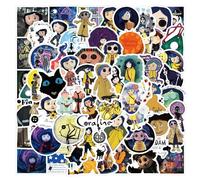 Coraline & the Secret Door Stickers, 50 unidades de pegatinas de película de suspense, pegatinas de vinilo impermeables para laptop, equipaje, monopatín, adolescentes y adultos