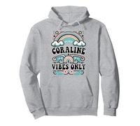 Coraline Vibes Only Cute Retro Girls Coraline Nombre Sudadera con Capucha, Unisex para Adultos, Gris Jaspeado, M