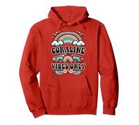 Coraline Vibes Only Cute Retro Girls Coraline Nombre Sudadera con Capucha, Unisex para Adultos, Rojo, XL
