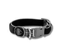 Coralpina - Collar Carezza, suave y ergonómico, con bordes reflectantes y mosquetón de plástico resistente, color negro oscuro, talla 1