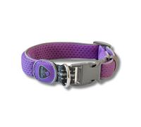 Coralpina - Collar Carezza, suave y ergonómico, con bordes reflectantes y mosquetón de plástico resistente, color lila, talla 4/5