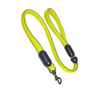Coralpina - Correa Cinquetorri para perros, simple y robusta, con piezas reflectantes y asa acolchada, con anilla para porta bolsas, color amarillo fluorescente, talla 7/8