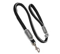 Coralpina - Correa Cinquetorri para perros, simple y robusta, con piezas reflectantes y asa acolchada, con anilla para porta bolsas, color negro oscuro, talla 7/8