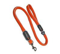 Coralpina - Correa Cinquetorri para perros, simple y robusta, con piezas reflectantes y asa acolchada, con anillo para porta bolsas, color naranja, talla 7/8