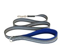 Coralpina - Correa cortina para perros, simple y robusta, con piezas reflectantes y asa acolchada, con anillo para porta bolsas, color azul, talla 7/8