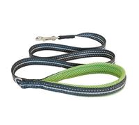 Coralpina - Correa cortina para perros, simple y robusta, con piezas reflectantes y asa acolchada, con anillo para porta bolsas, color verde, talla 4/6