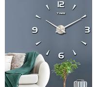 Coraltree Reloj de Pared Moderno DIY Silencioso, Wall Clock 3D Regalo Decorativo para Casa, Restaurante, Oficina y Hotel (Plata)