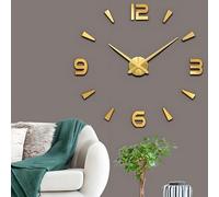 Coraltree Reloj de Pared Moderno DIY Silencioso, Wall Clock 3D Regalo Decorativo para Casa, Restaurante, Oficina y Hotel (Oro)