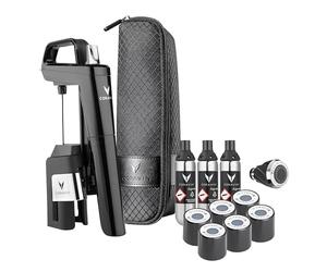 Coravin Sistema de conservación de Vino Timeless Six Plus - Ahorrador de Vino por Copa - Aireador de Vino, 3 cápsulas de argón Puro, Aguja de Limpieza y Estuche de Transporte - Negro Piano