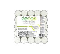 Coraz Home - Velas de Cera de Colza Natural Candelitas en Taza Transparente Cera Blanca Luces Nocturnas No Tóxicas No Perfumadas (Lámina de Plástico, 50 Candelitas - 8 Horas)