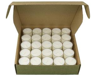 Coraz Home - Velas de Cera de Colza Natural Candelitas en Taza Transparente Cera Blanca Luces Nocturnas No Tóxicas No Perfumadas (Caja de Kraft, 50 Candelitas - 8 Horas)