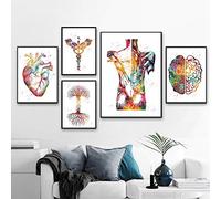 Coraz√≥n Cerebro Anatom√≠a Humana Poster Impresiones √≥rgano Anatom√≠a Medicina Arte Acuarela Lona Pintura Cl√≠nica M√©dicos Decoraci√≥n Cuadros Sin Marco