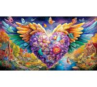 Corazón 3D con alas Puzzle de 1000 Piezas para Adultos y niños - Juego Familiar Divertido & Estimulante Idea 38x26/1000pcs