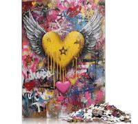 Corazón Amarillo Puzzle Adultos 300 Piezas para Decoración del Hogar EduGatoional Game Cumpleaños Juego De Rompecabezas Relajación Y Sabiduría 300pcs (40x28cm)
