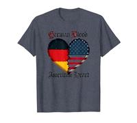 Corazón Americano de Sangre Alemana: Herencia Alemana para Hombres Camiseta, Hombre, Azul Jaspeado, XXL