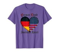 Corazón Americano de Sangre Alemana: Herencia Alemana para Hombres Camiseta, Hombre, Morado Jaspeado, XL