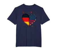 Corazón Americano de Sangre Alemana: Herencia Alemana para Hombres Camiseta, Hombre Tallas Grandes, Azul Marino, 2X Alto