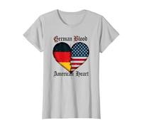 Corazón Americano de Sangre Alemana: Herencia Alemana para Hombres Camiseta, Mujer, Plata, XXL