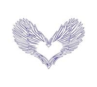 corazón amor alas volar contorno boceto Pegatinas de pared 50.4x71.5cm Se puede modificar y añadir información Azul oscuro