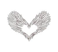 corazón amor alas volar contorno boceto Pegatinas de pared 57.6x81.8cm Autoadhesivo Café