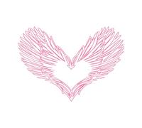 corazón amor alas volar contorno boceto Pegatinas de pared 57.6x81.8cm Decoración artística Rosa