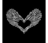 corazón amor alas volar contorno boceto Pegatinas de pared de vinilo 57.6x81.8cm Impermeable Blanco