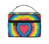 Corazón Amor Arco Iris Tie Dye, Bolsa de Maquillaje Bolsa de cosméticos Bolsa de artículos de tocador de Viaje portátil Estuche para lápices Bolsa de artículos de tocador