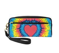 Corazón Amor Arco Iris Tie Dye, Bolsa de Maquillaje Bolsa de cosméticos Bolsa de Aseo de Viaje portátil Estuche de Cuero para Mujeres y niñas