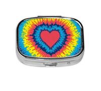 Corazón Amor Arco Iris Tie Dye, Pastillero cuadrado para bolsillo o monedero, pequeño contenedor de pastillas, organizador de pastillas de viaje